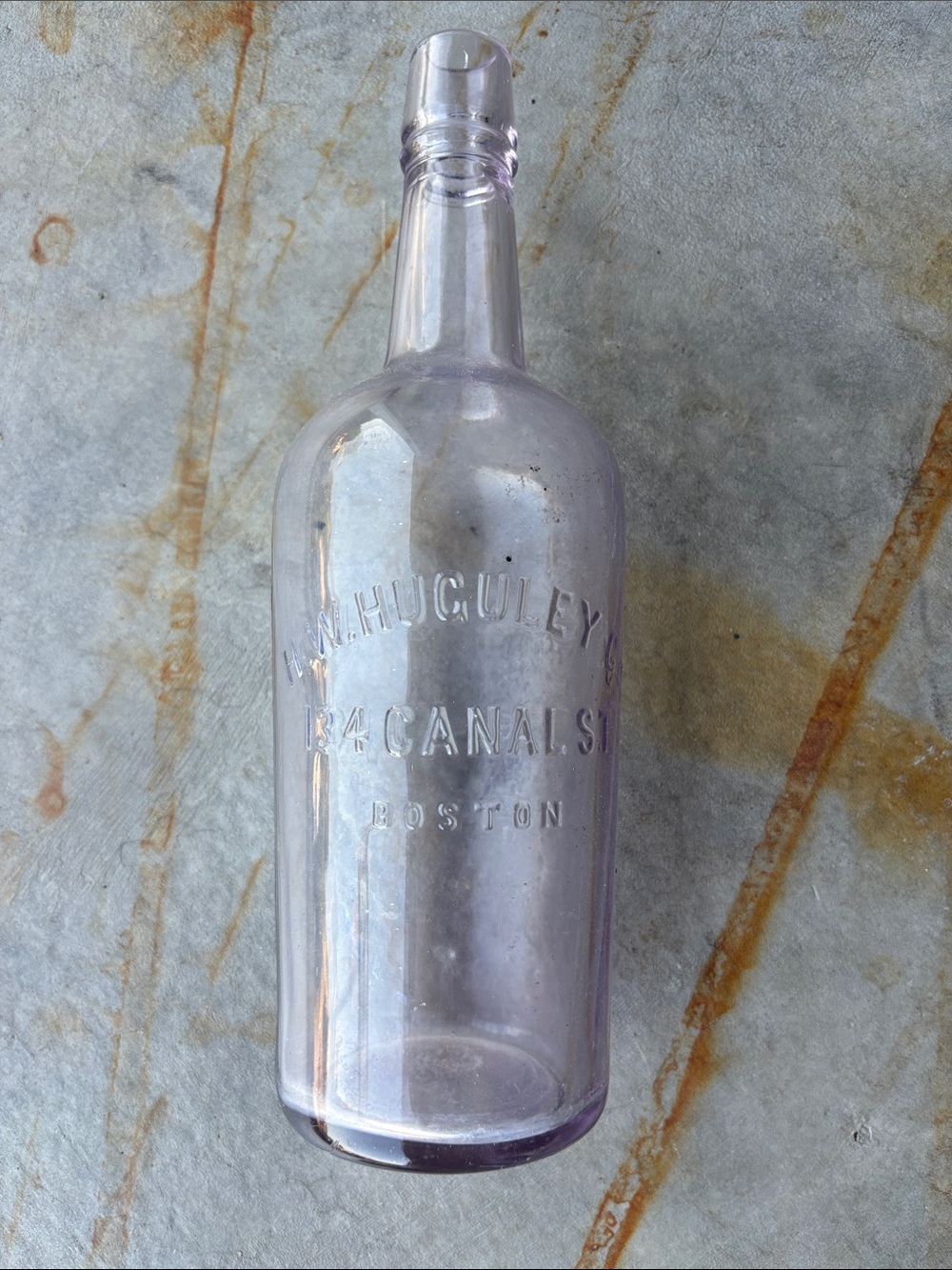 Antique H.W. Huguley Co., 134 Canal St., Boston Whiskey Pre-Prohibition bottle